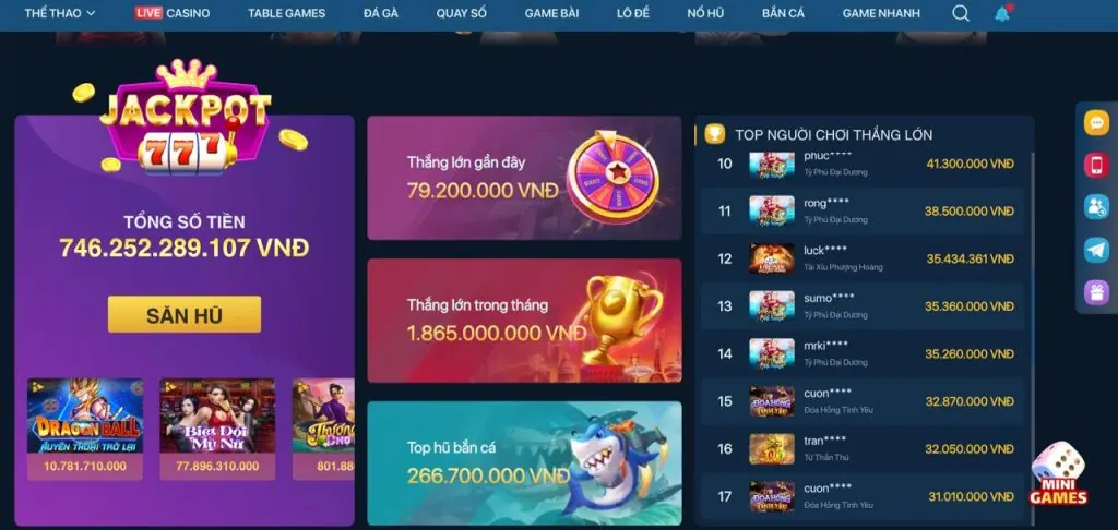 Game nổ hũ jackpot lũy tiến tại f1686 Thể Thao